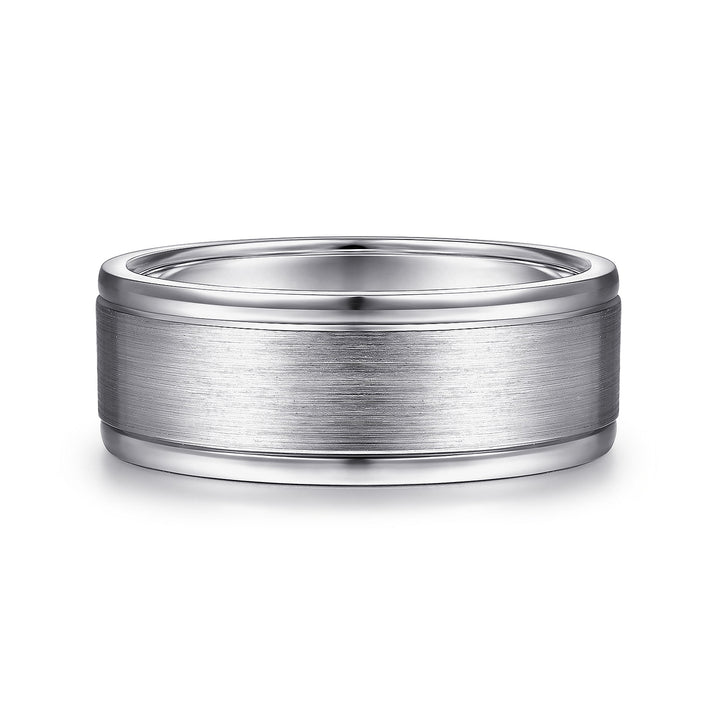 Gabriel & Co. MBM0141 80W4JJJ 14K White Gold 8mm   Satin Center and Polished Edge Men's Wedding Band
