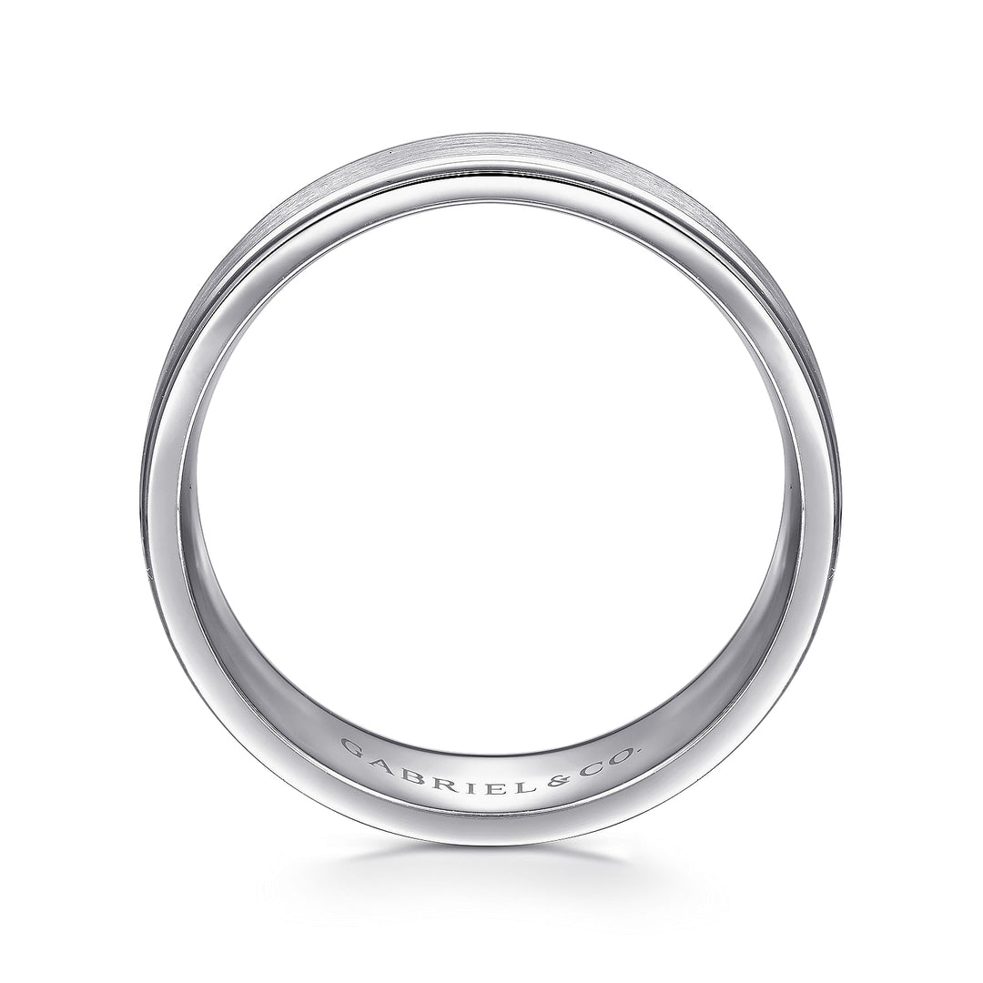 Gabriel & Co. MBM0141 80W4JJJ 14K White Gold 8mm   Satin Center and Polished Edge Men's Wedding Band