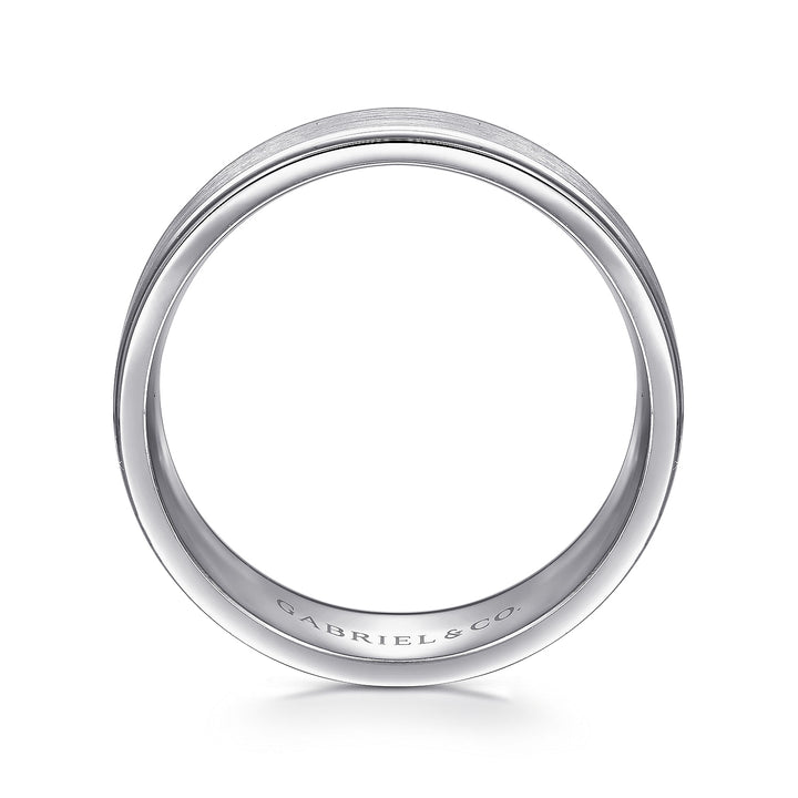 Gabriel & Co. MBM0141 80W4JJJ 14K White Gold 8mm   Satin Center and Polished Edge Men's Wedding Band
