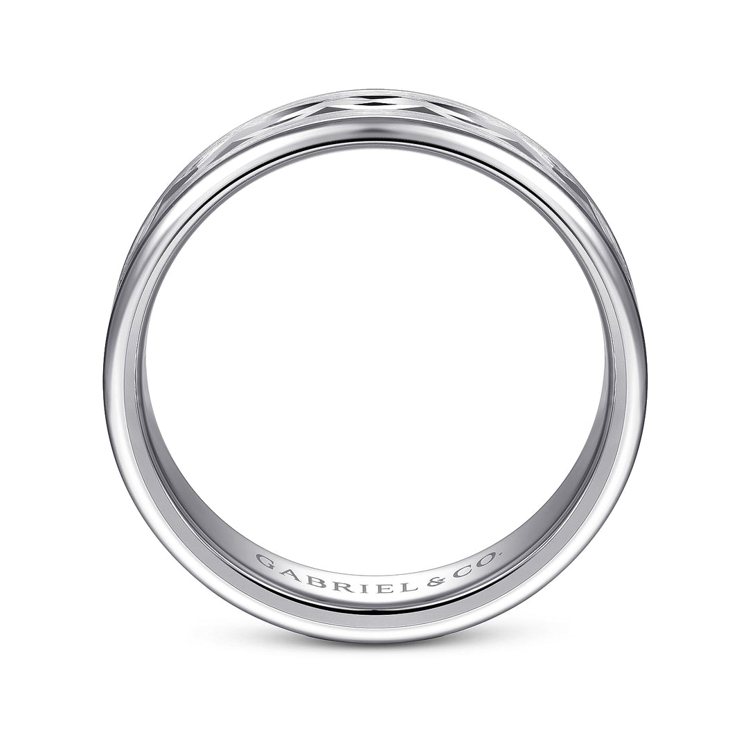 Gabriel & Co. MBM0158 60W4JJJ 14K White Gold 6mm   Center Diamond Cut Men's Wedding Band