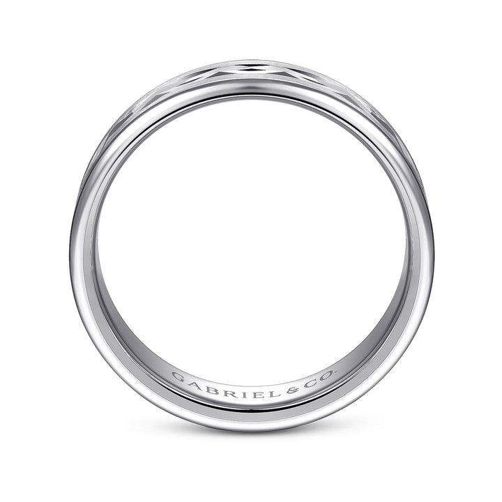 Gabriel & Co. MBM0158 60W4JJJ 14K White Gold 6mm   Center Diamond Cut Men's Wedding Band