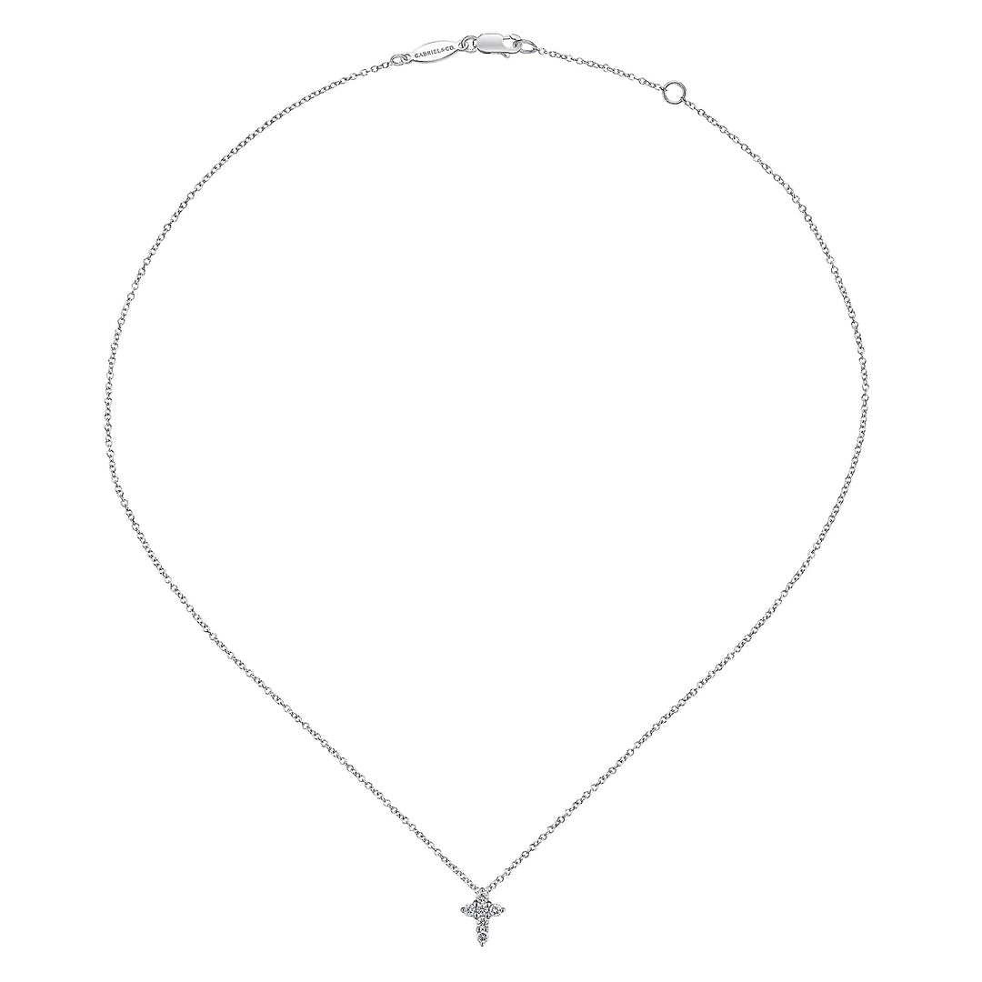 Gabriel & Co. NK1370W45JJ 14K White Gold Diamond Cross Necklace