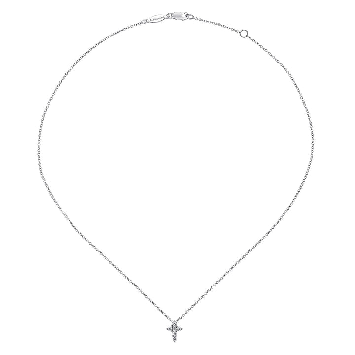 Gabriel & Co. NK1370W45JJ 14K White Gold Diamond Cross Necklace