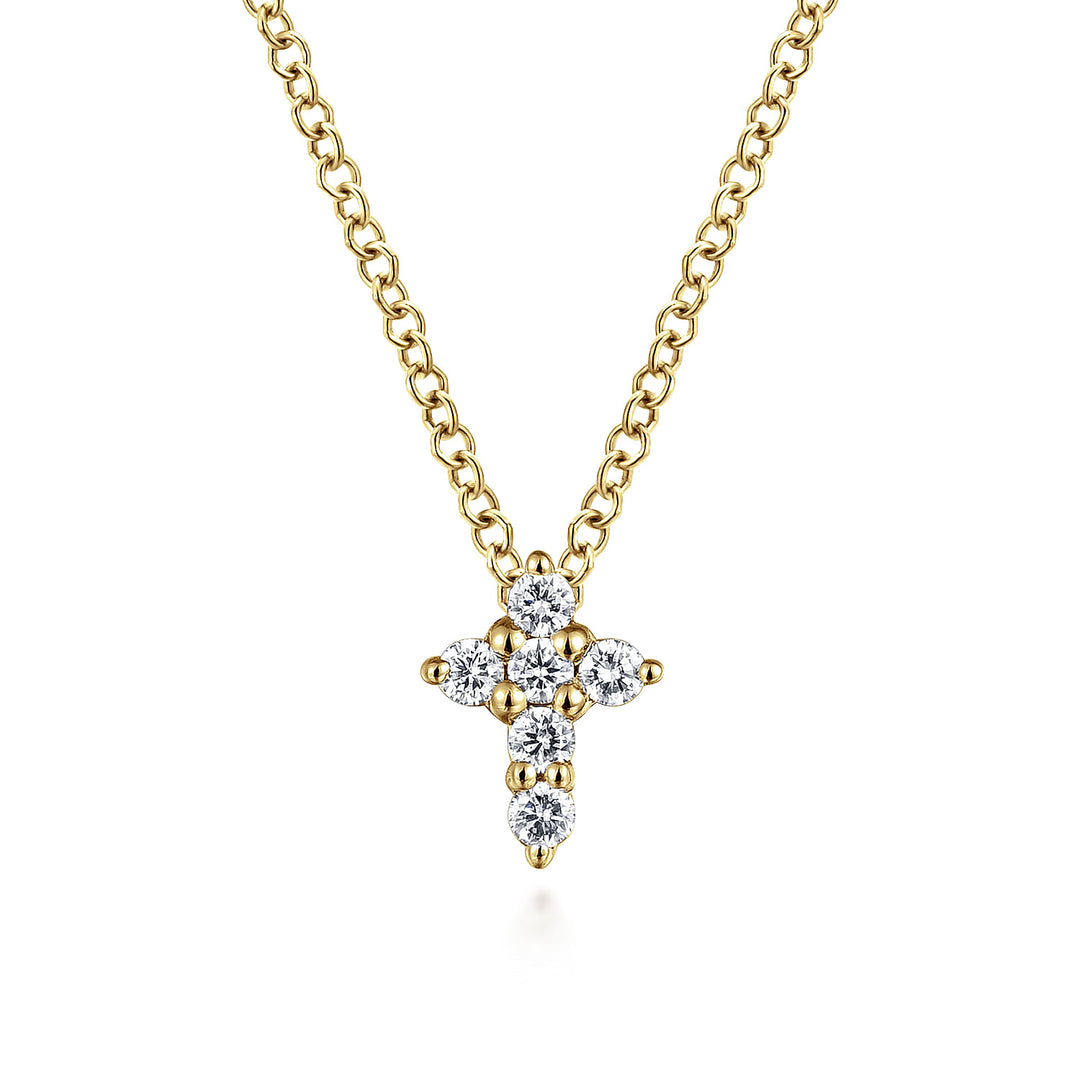 Gabriel & Co. NK1370Y45JJ 14K Yellow Gold Diamond Cross Pendant Necklace