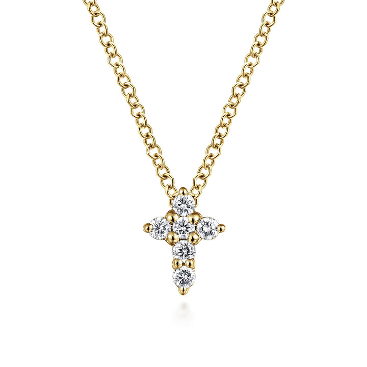 Gabriel & Co. NK1370Y45JJ 14K Yellow Gold Diamond Cross Pendant Necklace
