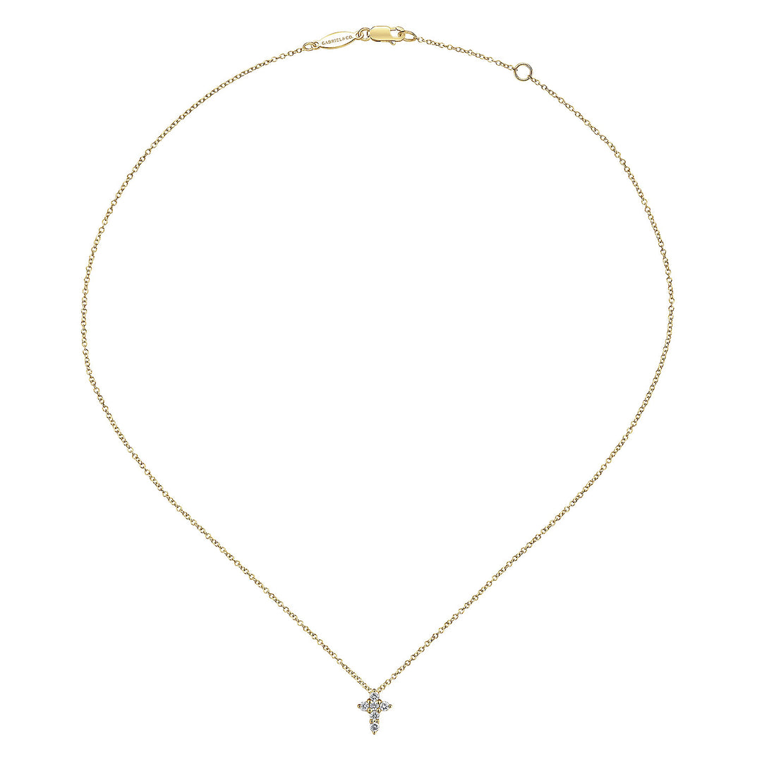 Gabriel & Co. NK1370Y45JJ 14K Yellow Gold Diamond Cross Pendant Necklace