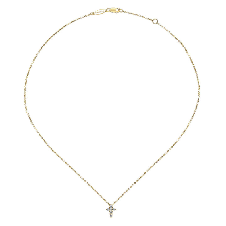 Gabriel & Co. NK1370Y45JJ 14K Yellow Gold Diamond Cross Pendant Necklace