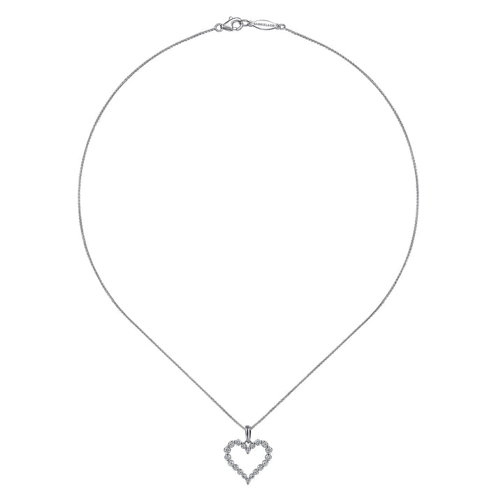 Gabriel & Co. NK1844W45JJ 14K White Gold Open Heart Diamond Pendant Necklace