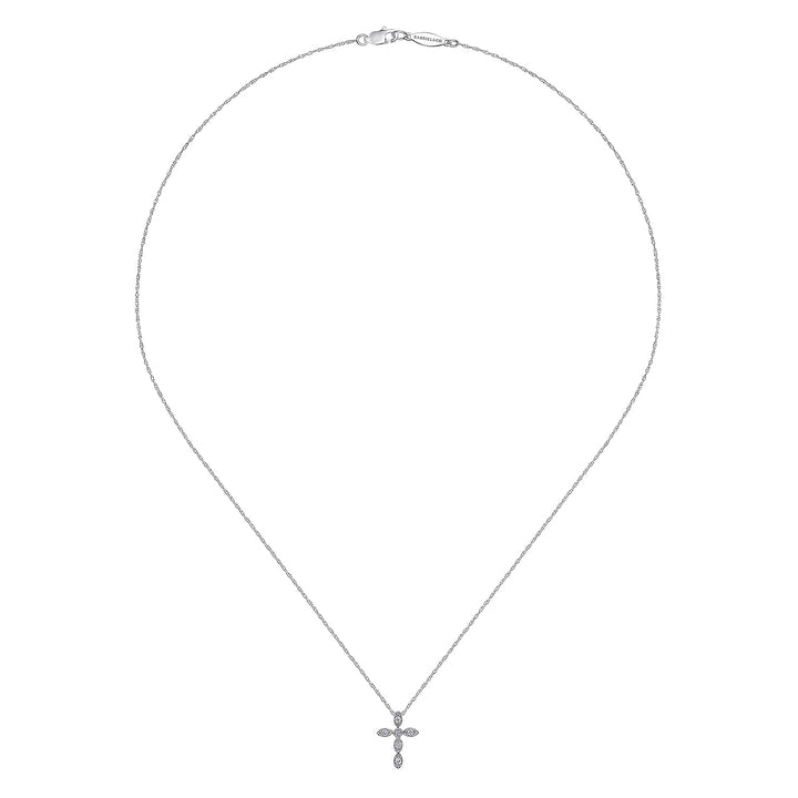 Gabriel & Co. NK2210W45JJ 14K White Gold Marquise Shaped Diamond Cross Necklace