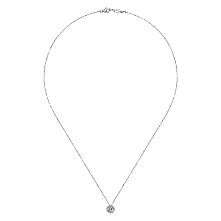 Gabriel & Co. NK2824W45JJ 14K White Gold Diamond Halo Pendant Necklace