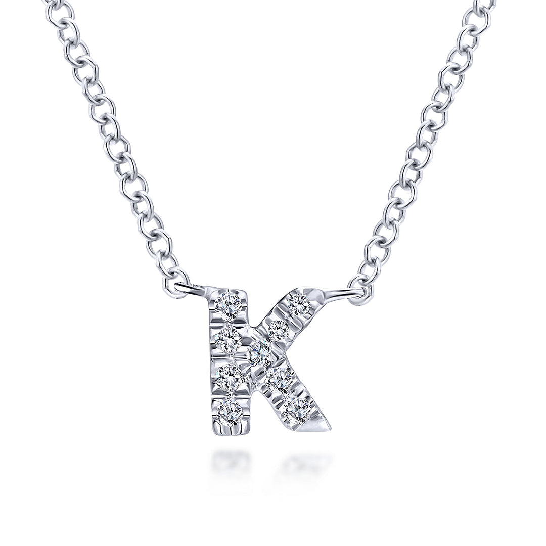 Gabriel & Co. NK4577K W45JJ 14K White Gold Diamond K Initial Pendant Necklace