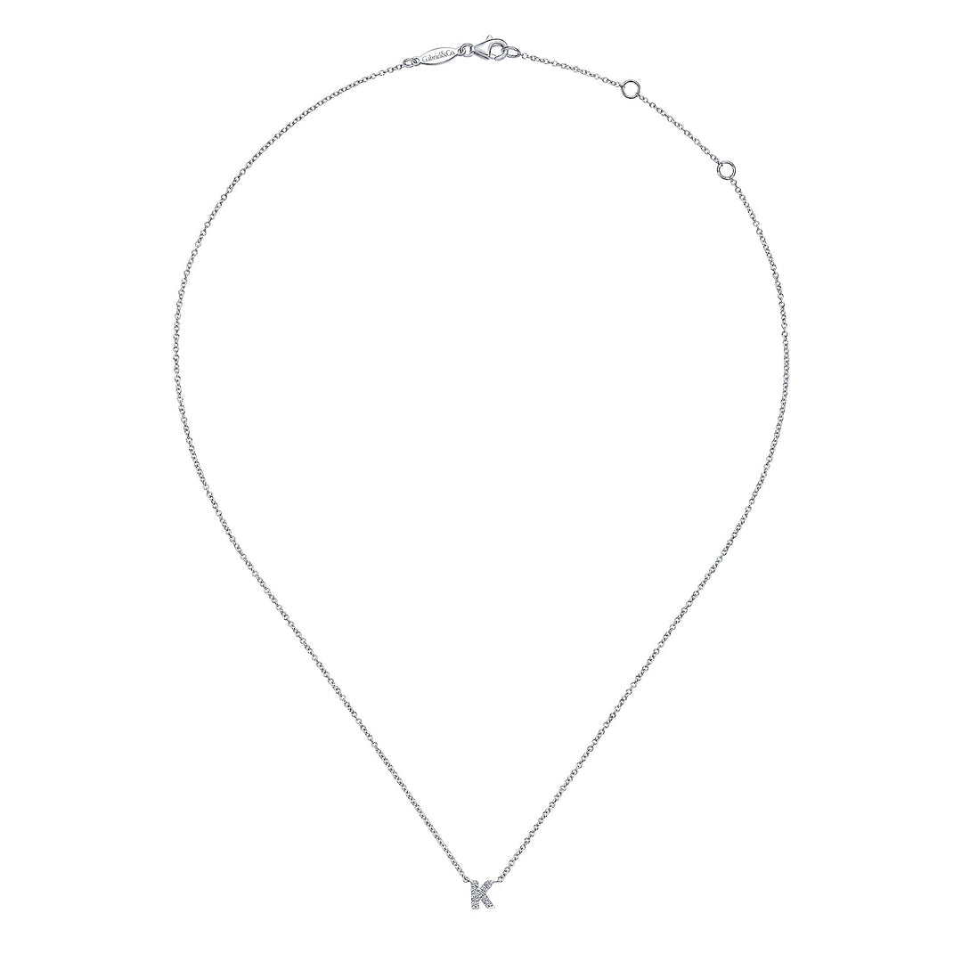 Gabriel & Co. NK4577K W45JJ 14K White Gold Diamond K Initial Pendant Necklace