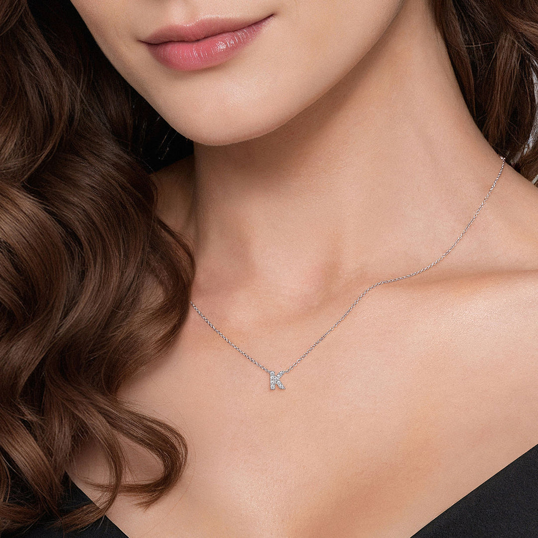 Gabriel & Co. NK4577K W45JJ 14K White Gold Diamond K Initial Pendant Necklace