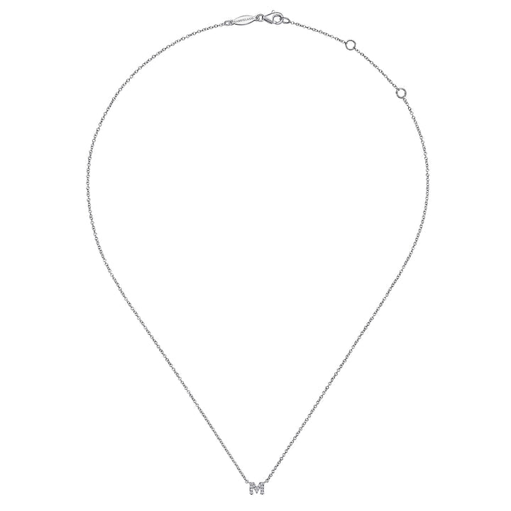 Gabriel & Co. NK4577M W45JJ 14K White Gold Diamond M Initial Pendant Necklace
