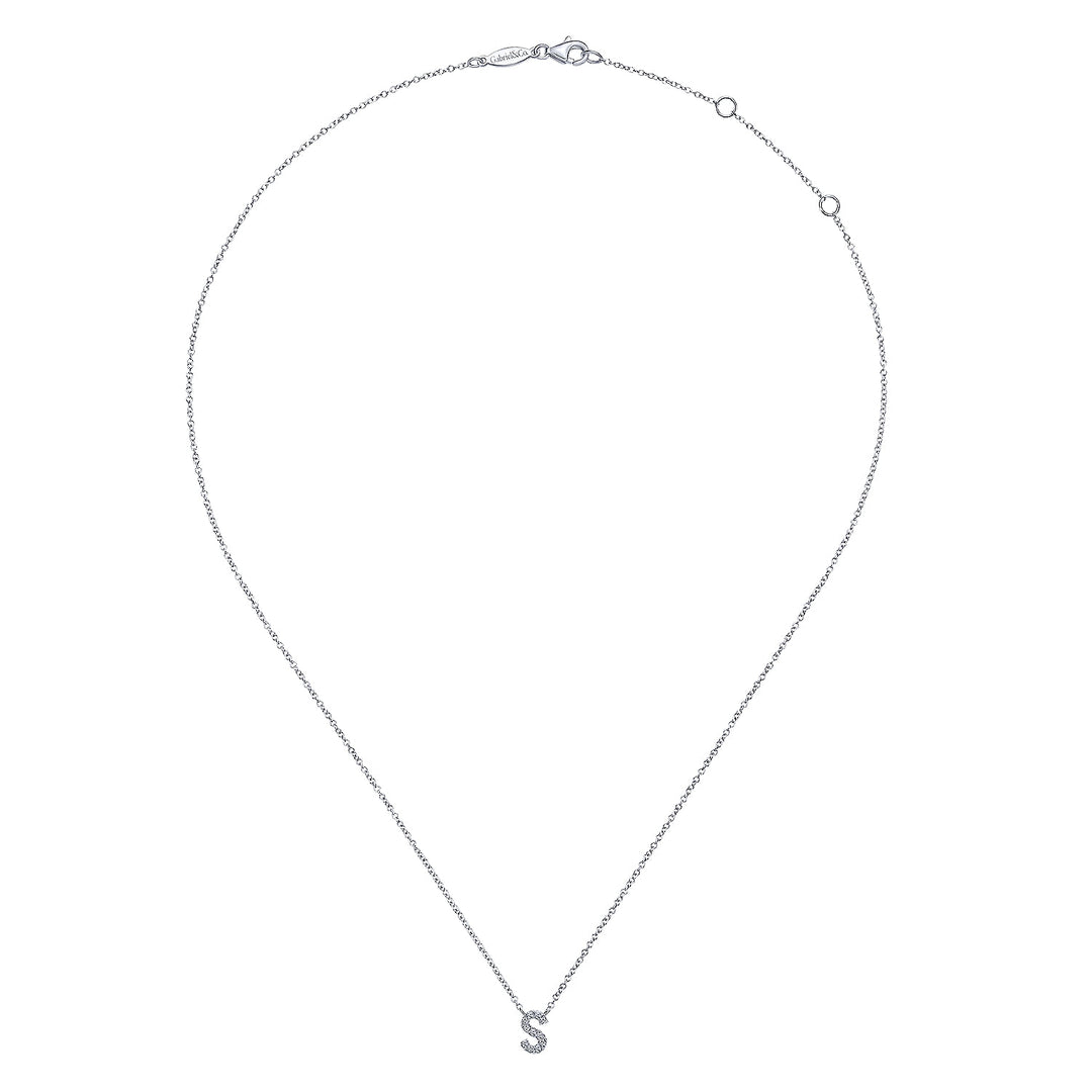 Gabriel & Co. NK4577S W45JJ 14K White Gold Diamond S Initial Pendant Necklace