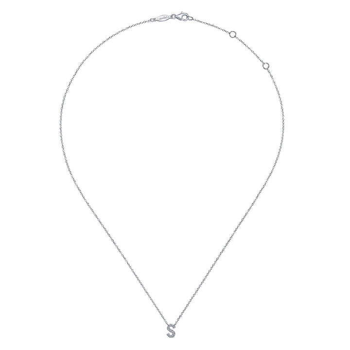 Gabriel & Co. NK4577S W45JJ 14K White Gold Diamond S Initial Pendant Necklace