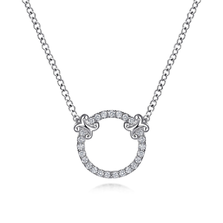 Gabriel & Co. NK4606W45JJ 14K White Gold Open Diamond Circle Pendant Necklace