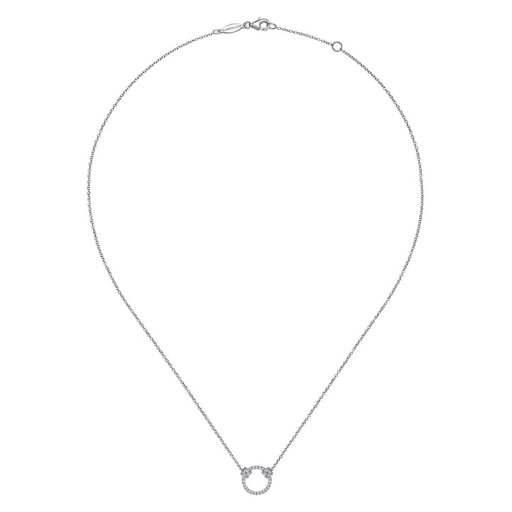 Gabriel & Co. NK4606W45JJ 14K White Gold Open Diamond Circle Pendant Necklace