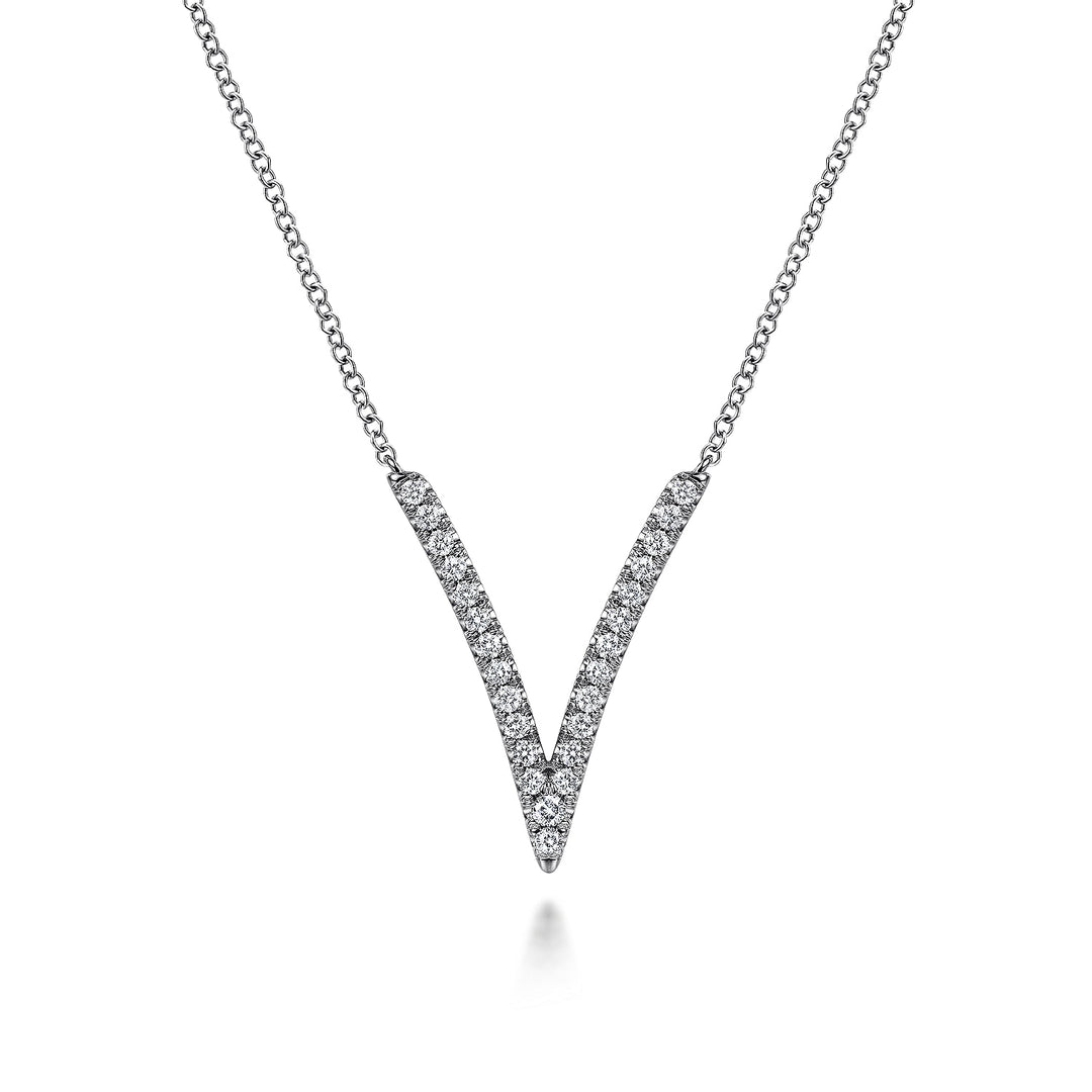 Gabriel & Co. NK4720W45JJ 14K White Gold Diamond Chevron Necklace