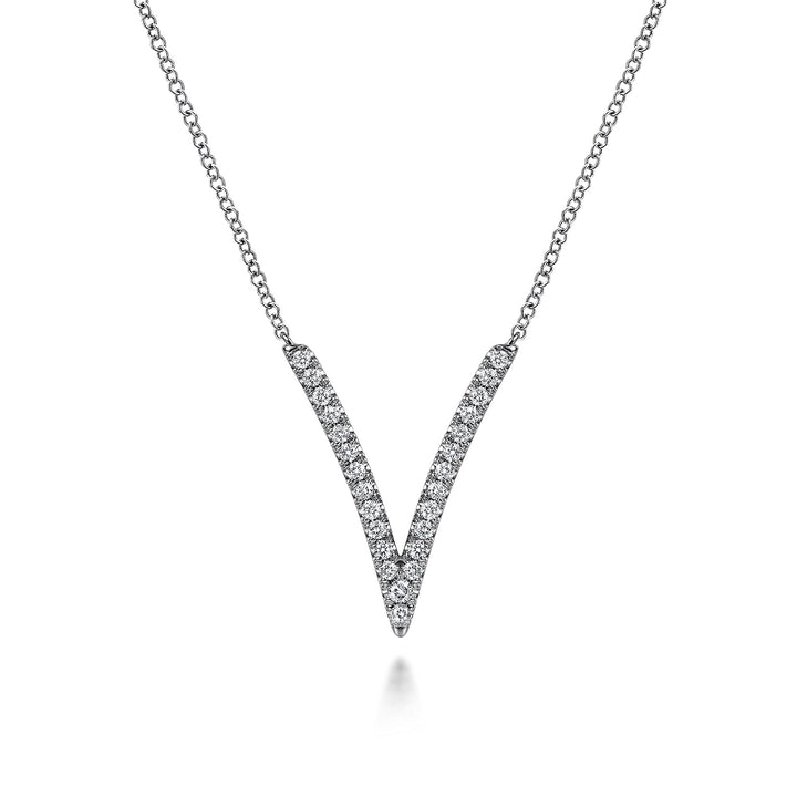 Gabriel & Co. NK4720W45JJ 14K White Gold Diamond Chevron Necklace