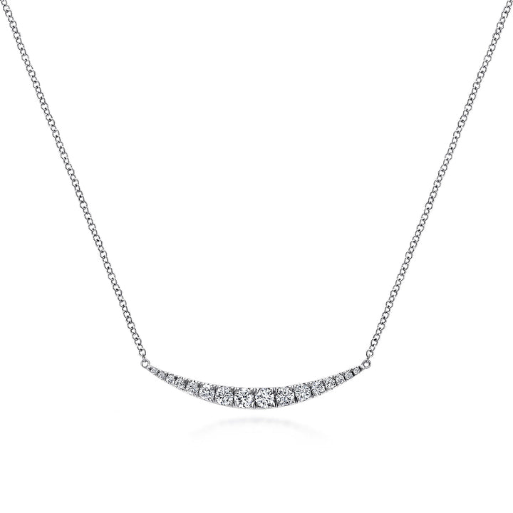 Gabriel & Co. NK4879W45JJ 14K White Gold Curved Diamond Bar Necklace