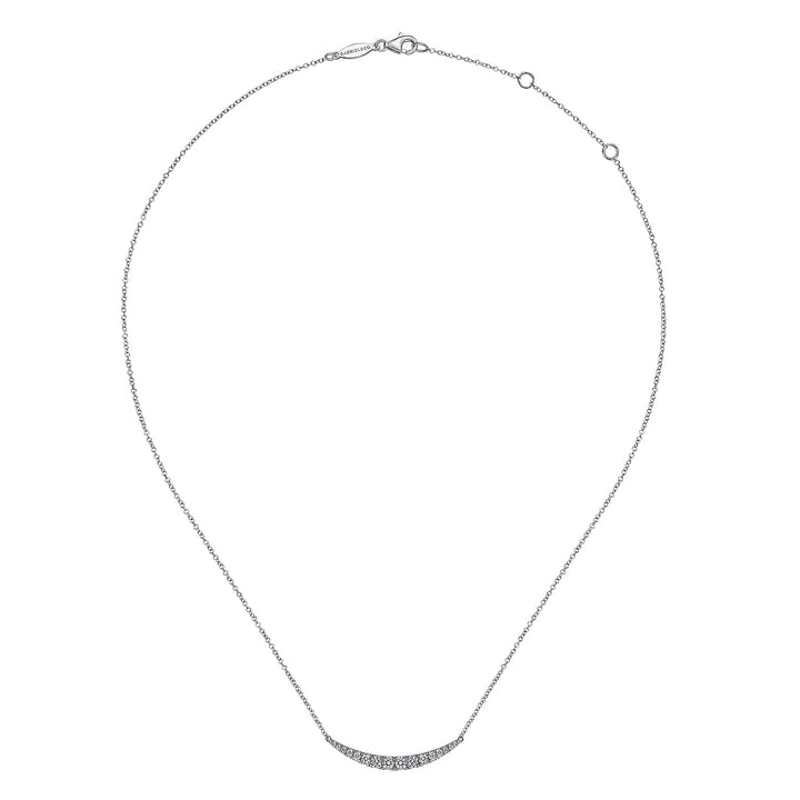 Gabriel & Co. NK4879W45JJ 14K White Gold Curved Diamond Bar Necklace