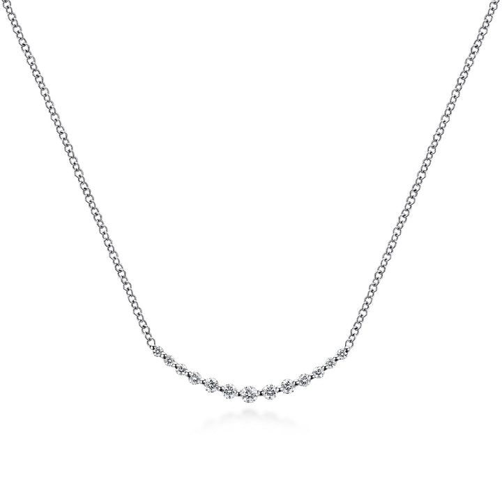 Gabriel & Co. NK4942W45JJ 14K White Gold Diamond Curved Bar Necklace