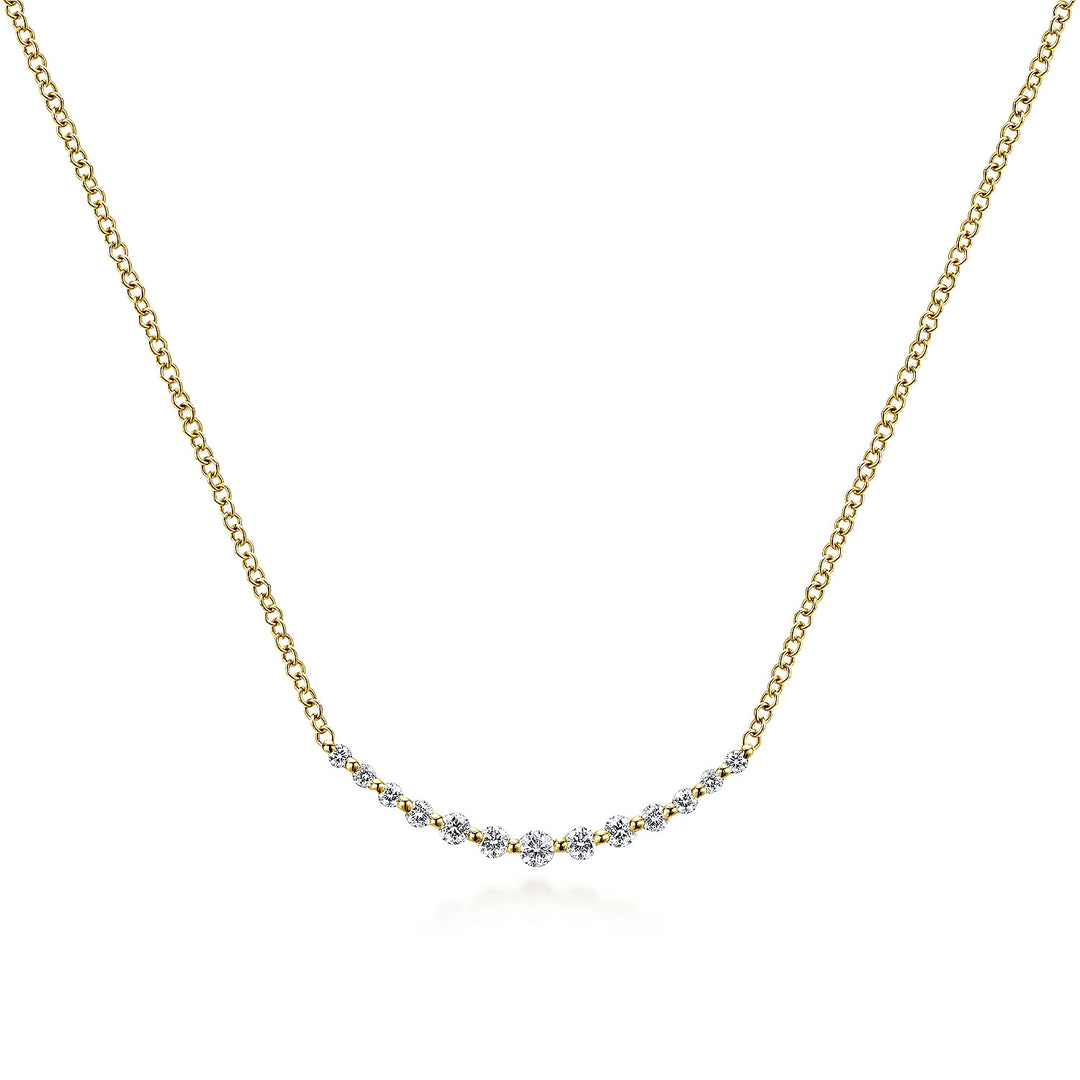 Gabriel & Co. NK4942Y45JJ 14K Yellow Gold Diamond Curved Bar Necklace