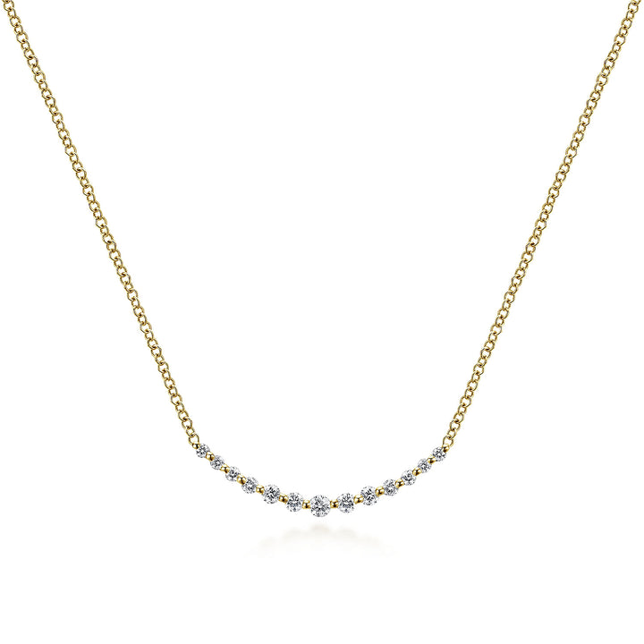 Gabriel & Co. NK4942Y45JJ 14K Yellow Gold Diamond Curved Bar Necklace