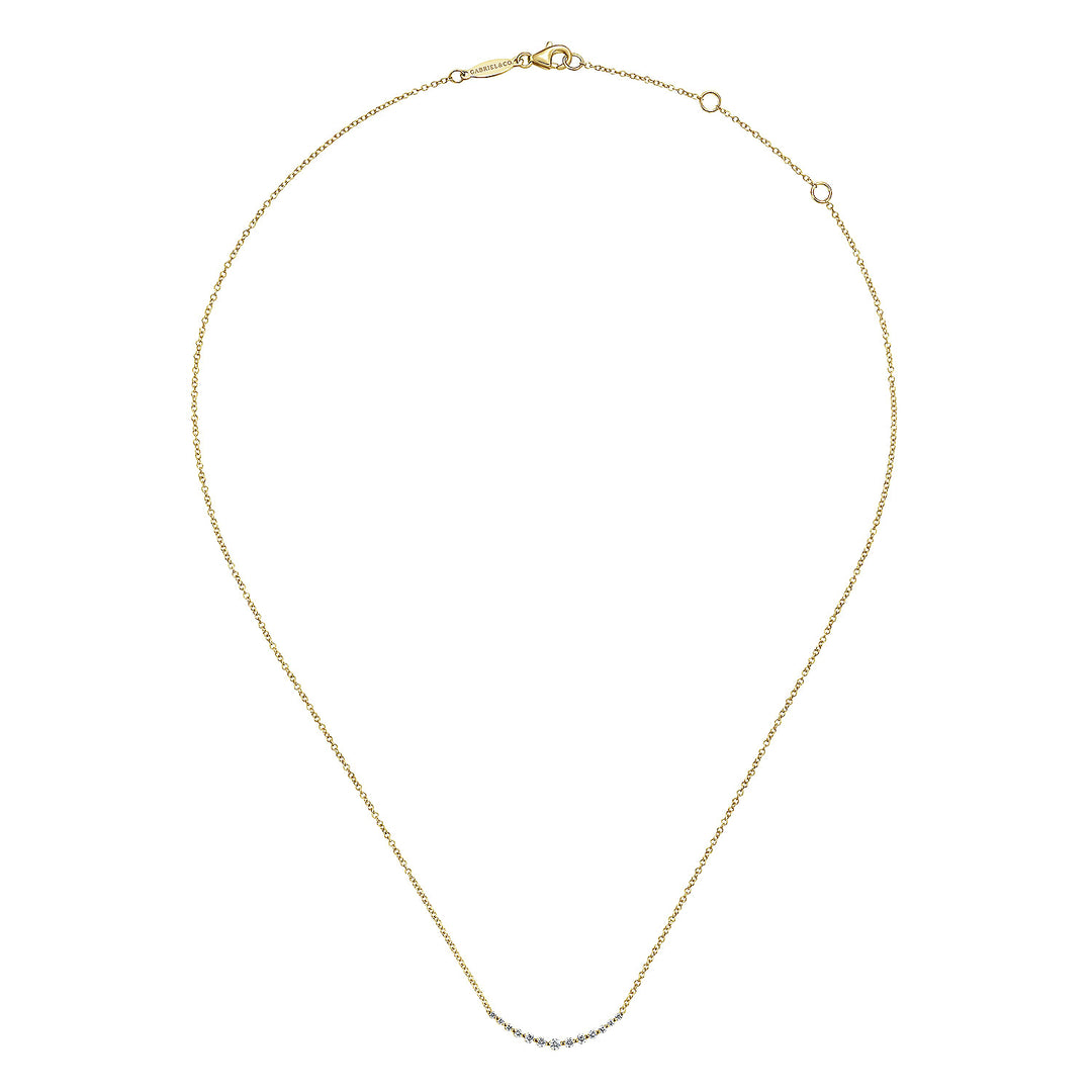 Gabriel & Co. NK4942Y45JJ 14K Yellow Gold Diamond Curved Bar Necklace