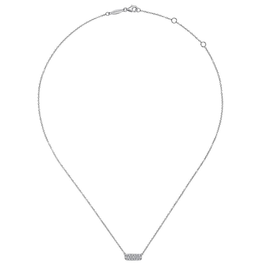 Gabriel & Co. NK4943W45JJ 14K White Gold Pavemond Bar Necklace