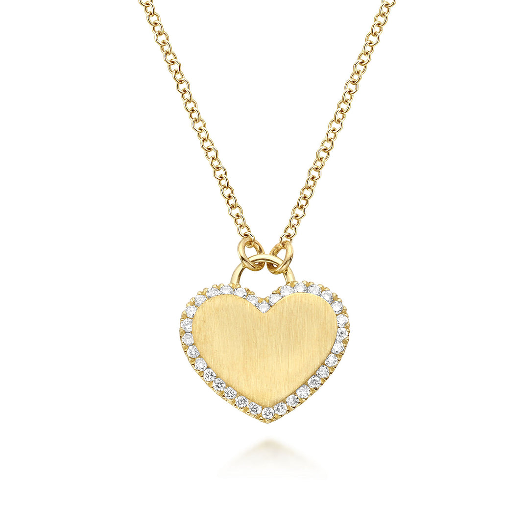 Gabriel & Co. NK5199Y45JJ 14K Yellow Gold Diamond Halo Heart Pendant Necklace