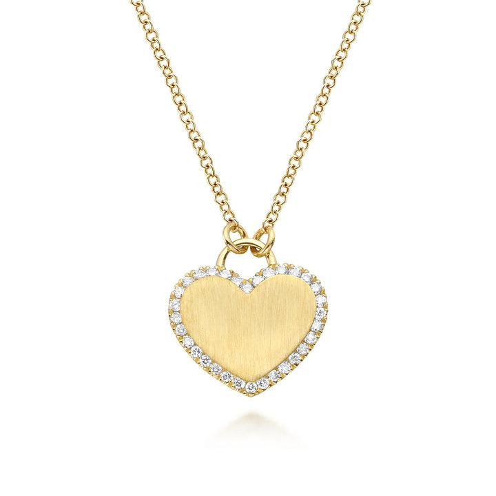 Gabriel & Co. NK5199Y45JJ 14K Yellow Gold Diamond Halo Heart Pendant Necklace