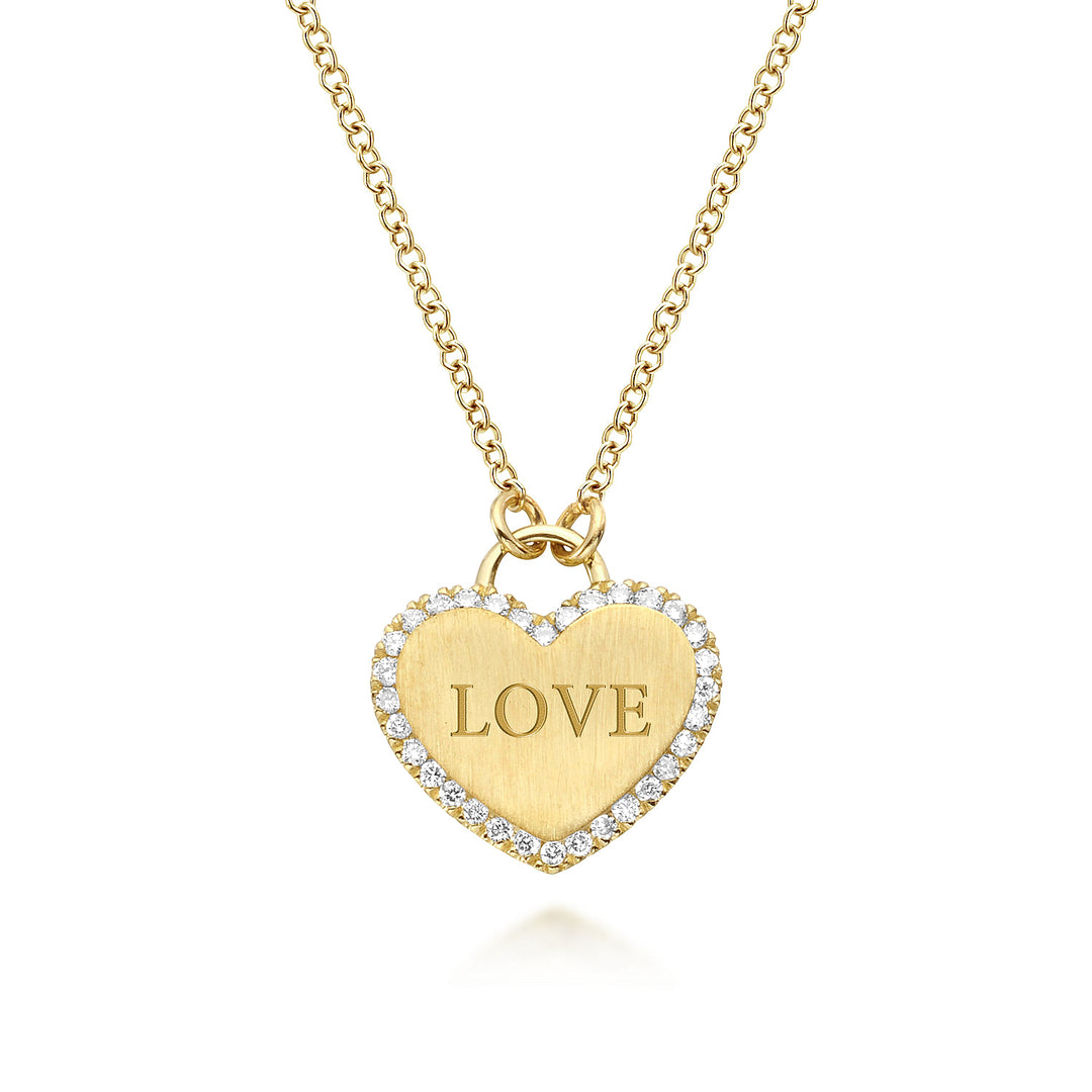 Gabriel & Co. NK5199Y45JJ 14K Yellow Gold Diamond Halo Heart Pendant Necklace