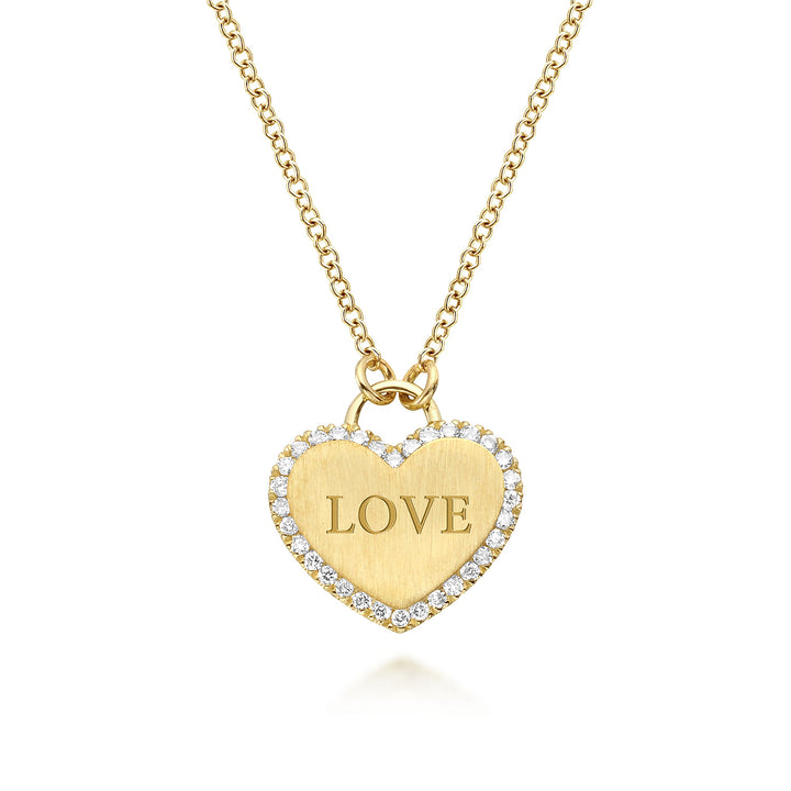 Gabriel & Co. NK5199Y45JJ 14K Yellow Gold Diamond Halo Heart Pendant Necklace