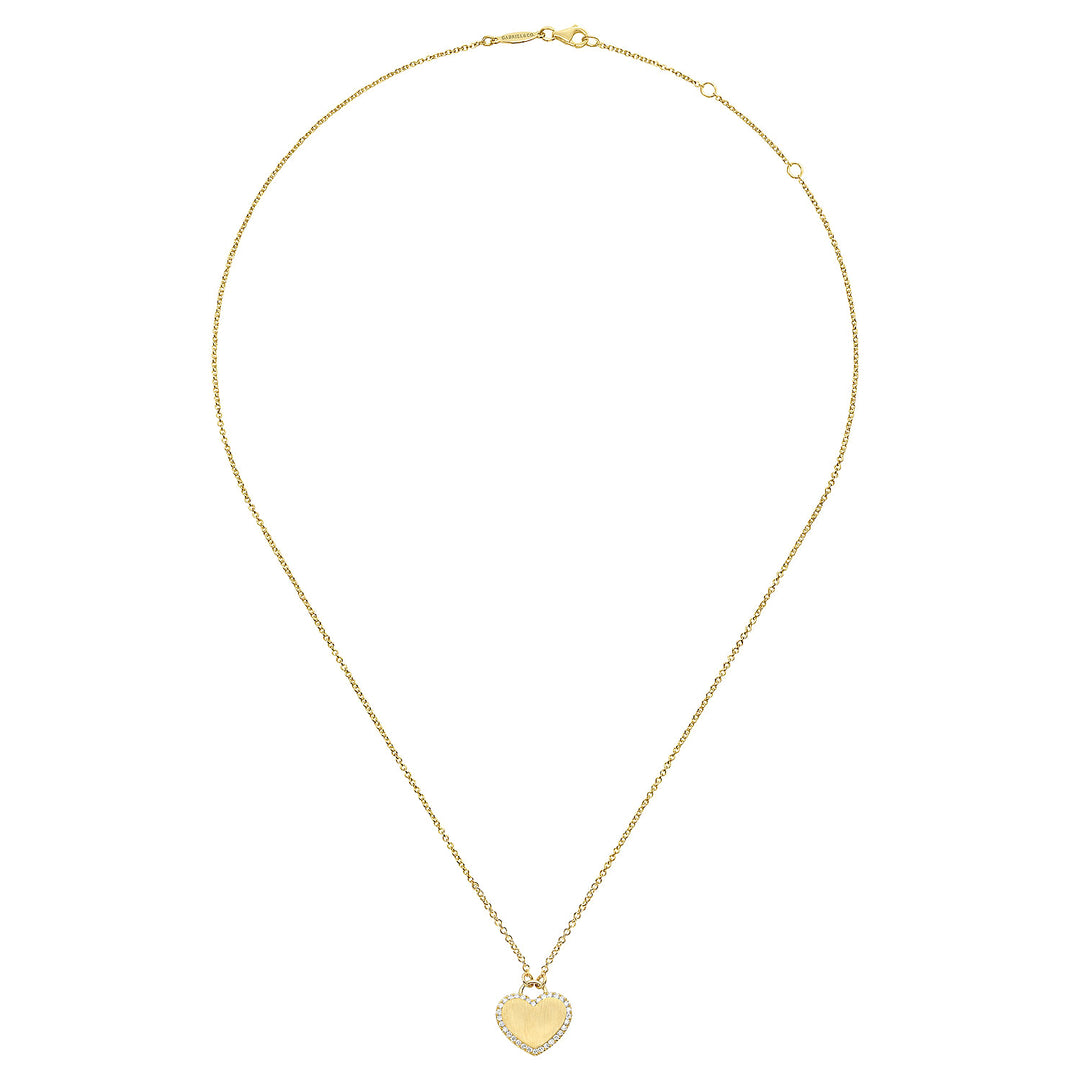 Gabriel & Co. NK5199Y45JJ 14K Yellow Gold Diamond Halo Heart Pendant Necklace