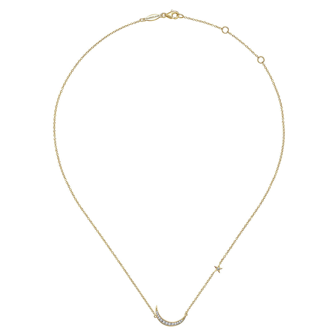 Gabriel & Co. NK5205Y45JJ 14K Yellow Gold Crescent Moon Diamond Pendant Necklace