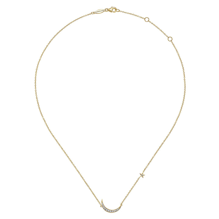 Gabriel & Co. NK5205Y45JJ 14K Yellow Gold Crescent Moon Diamond Pendant Necklace