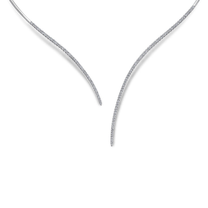 Gabriel & Co. NK5277W45JJ Asymmetrical 14K White Gold Open Diamond Collar Necklace