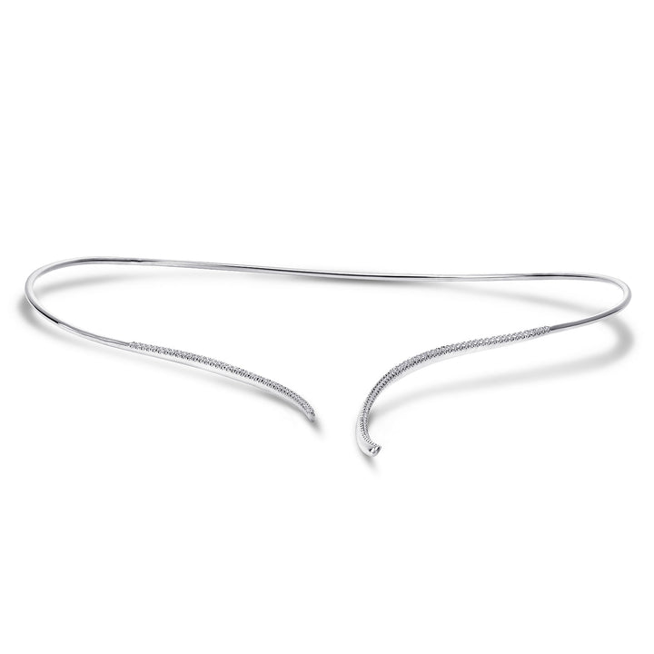 Gabriel & Co. NK5277W45JJ Asymmetrical 14K White Gold Open Diamond Collar Necklace