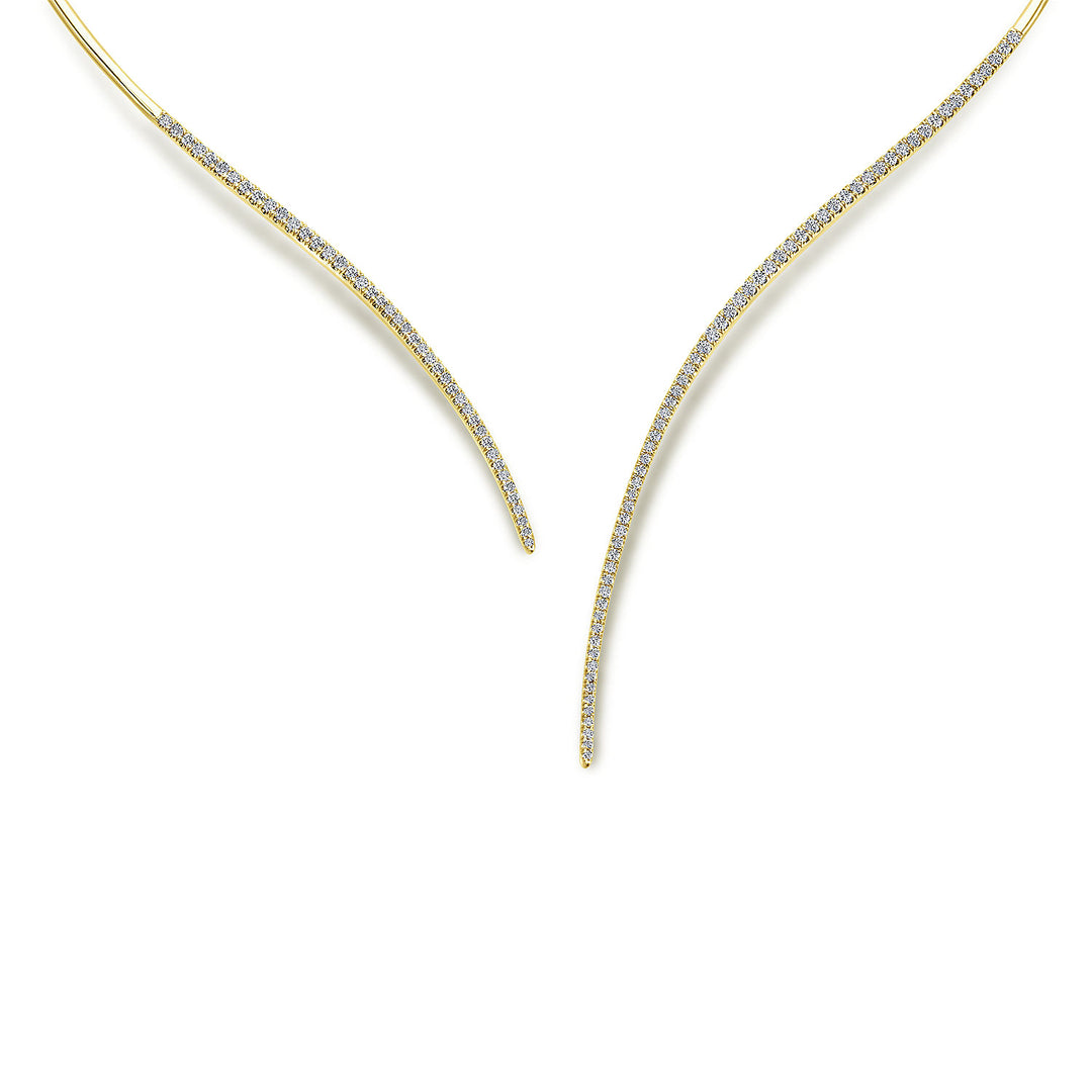Gabriel & Co. NK5277Y45JJ Asymmetrical 14K Yellow Gold Open Diamond Collar Necklace
