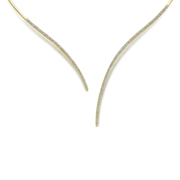 Gabriel & Co. NK5277Y45JJ Asymmetrical 14K Yellow Gold Open Diamond Collar Necklace