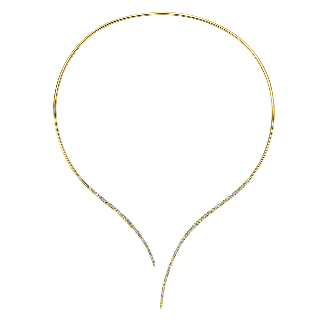 Gabriel & Co. NK5277Y45JJ Asymmetrical 14K Yellow Gold Open Diamond Collar Necklace