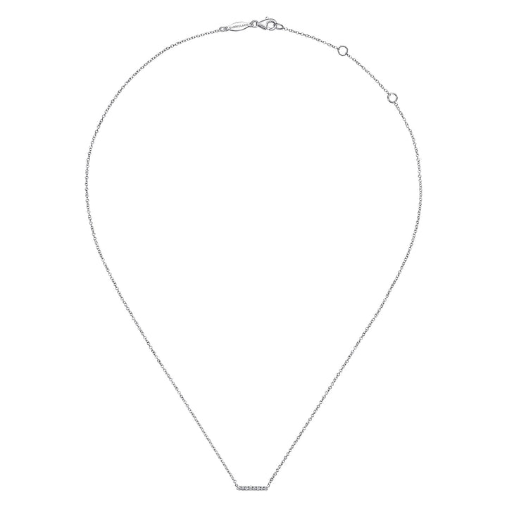 Gabriel & Co. NK5422W45JJ 14K White Gold Petite Pave Diamond Bar Necklace