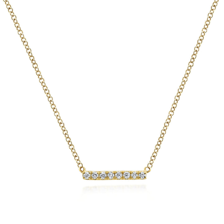 Gabriel & Co. NK5422Y45JJ 14K Yellow Gold Petite Pave Diamond Bar Necklace