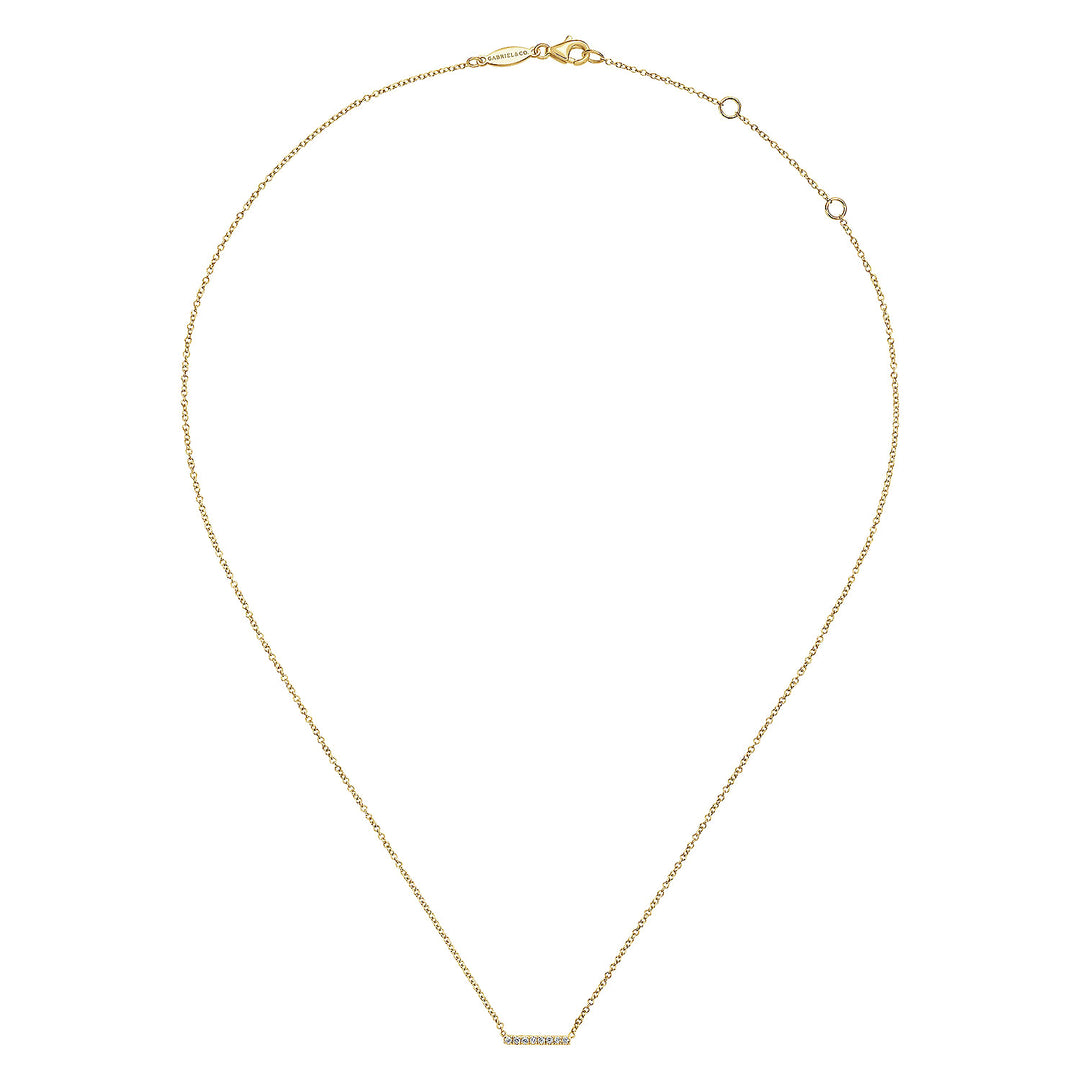 Gabriel & Co. NK5422Y45JJ 14K Yellow Gold Petite Pave Diamond Bar Necklace