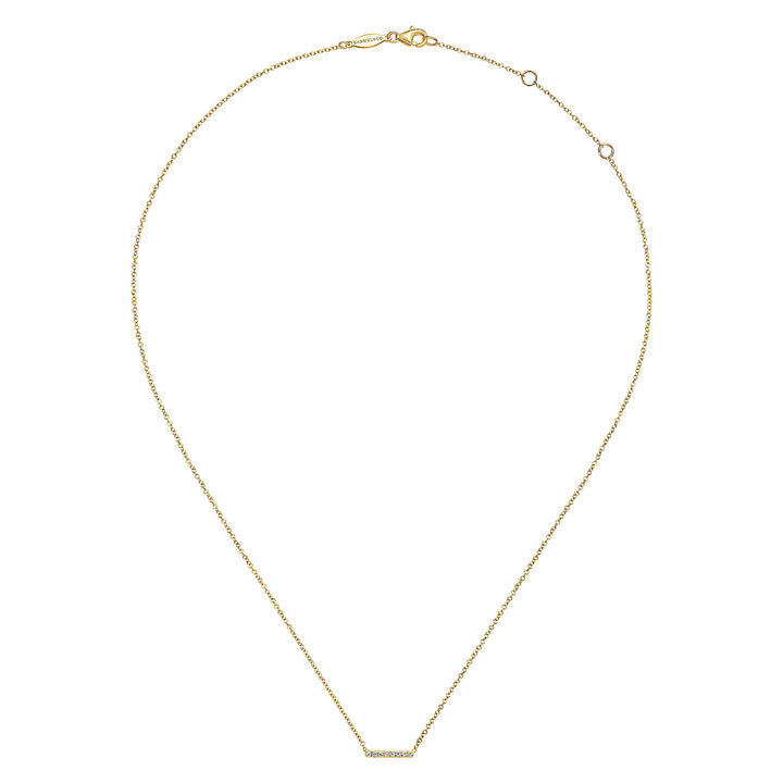 Gabriel & Co. NK5422Y45JJ 14K Yellow Gold Petite Pave Diamond Bar Necklace