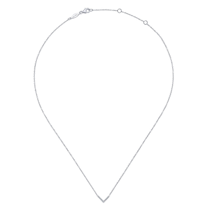 Gabriel & Co. NK5423W45JJ 14K White Gold V Shaped Diamond Bar Necklace