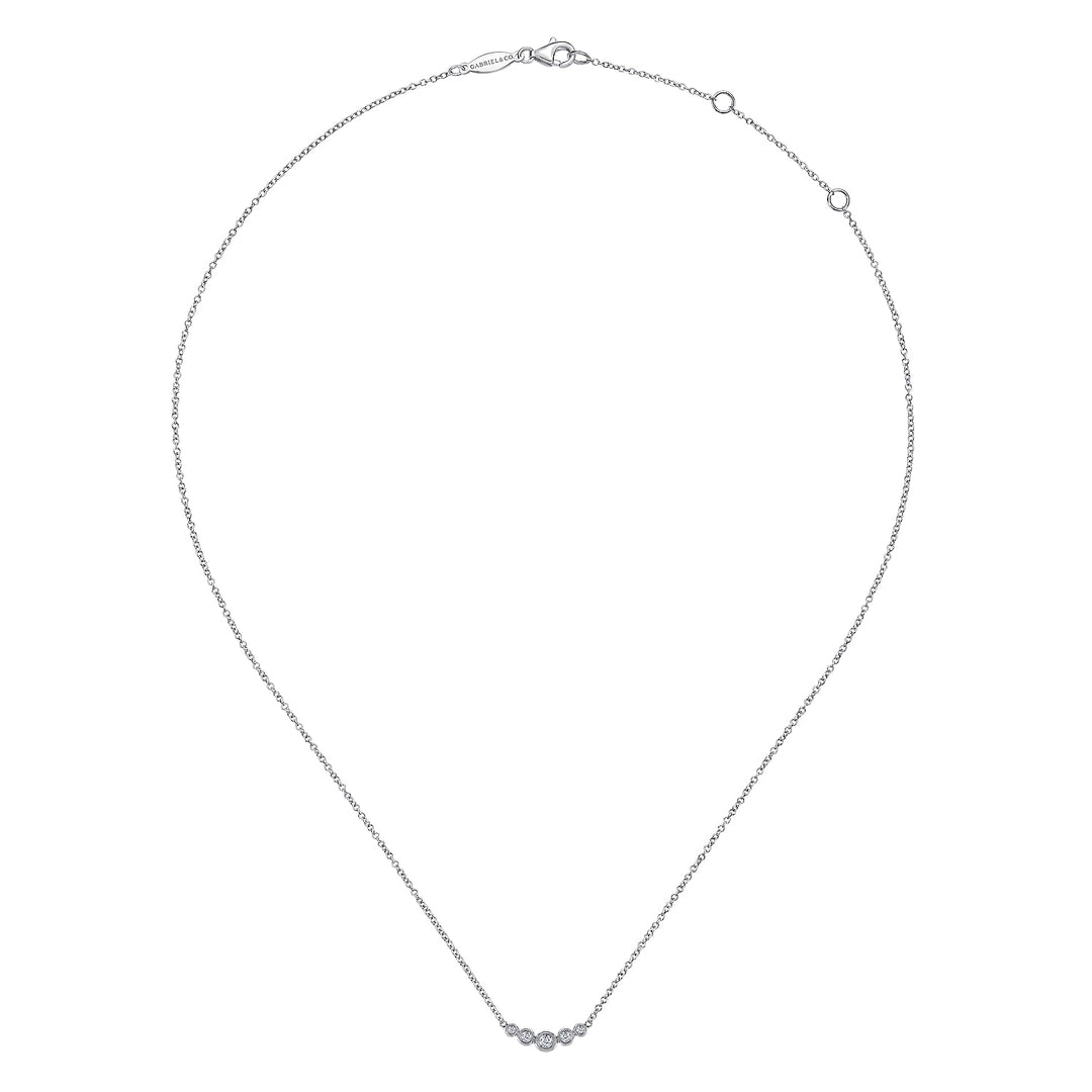 Gabriel & Co. NK5424W45JJ Curved 14K White Gold Bezel Set Diamond Bar Necklace