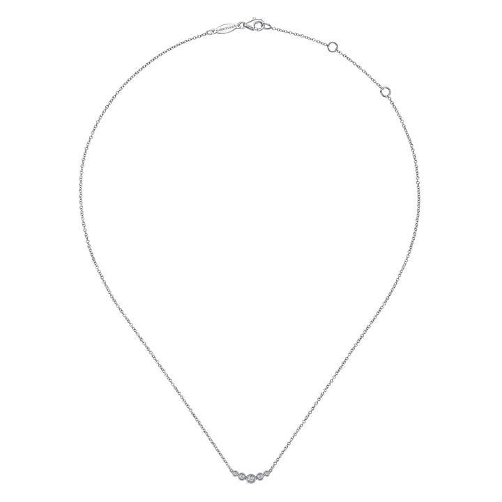 Gabriel & Co. NK5424W45JJ Curved 14K White Gold Bezel Set Diamond Bar Necklace
